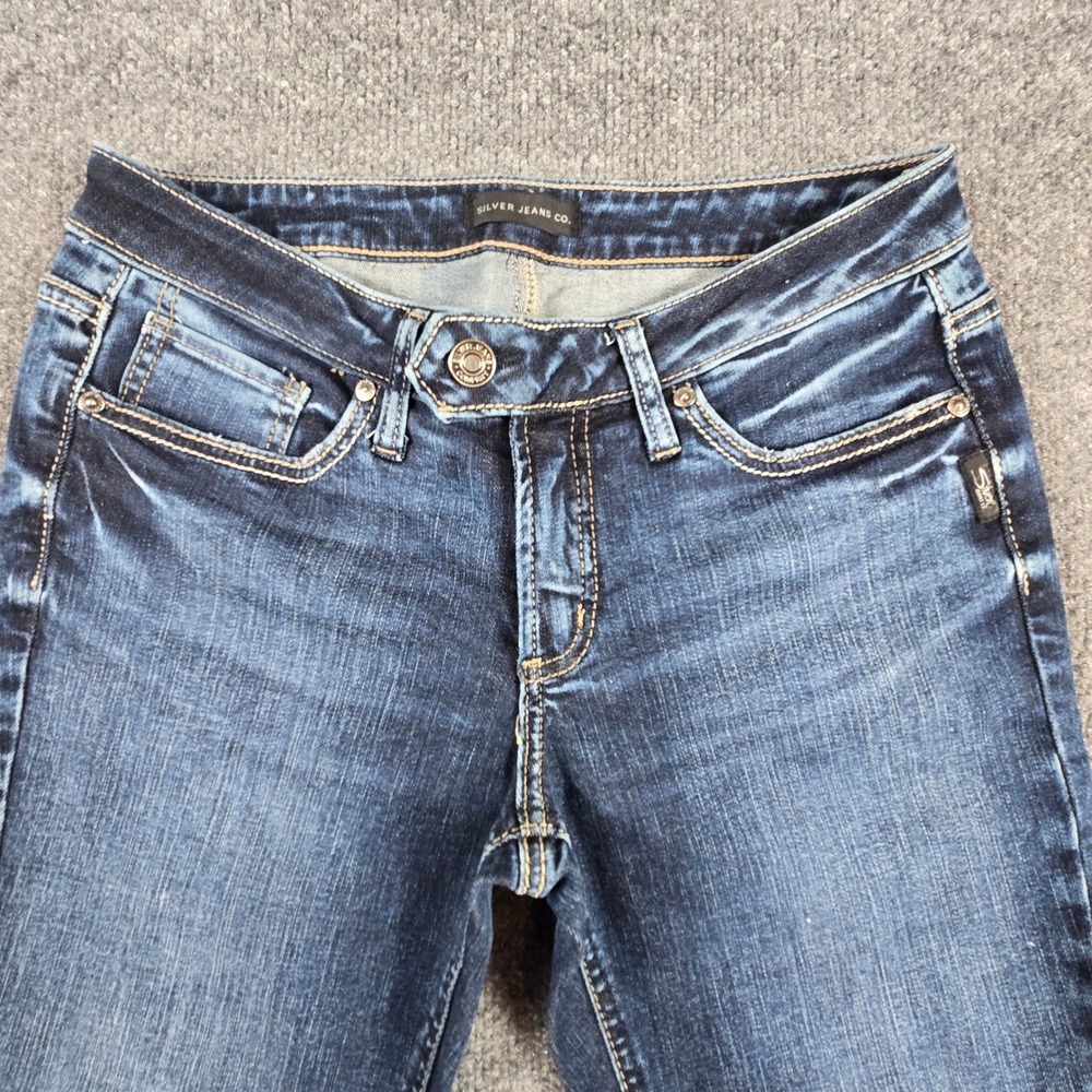 Silver Jeans Tuesday Slim Boot Women W27 L33 Blue Y2K Low Rise Dark Wash - Picture 9 of 16